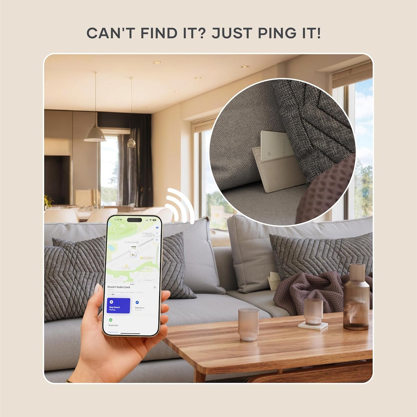 Satechi FindAll Wallet Card with Find My, Wallet Tracker Card with Left Behind Notification, Sound Alert and Wireless Charging, Works with iPhone, iPad, Mac – Black