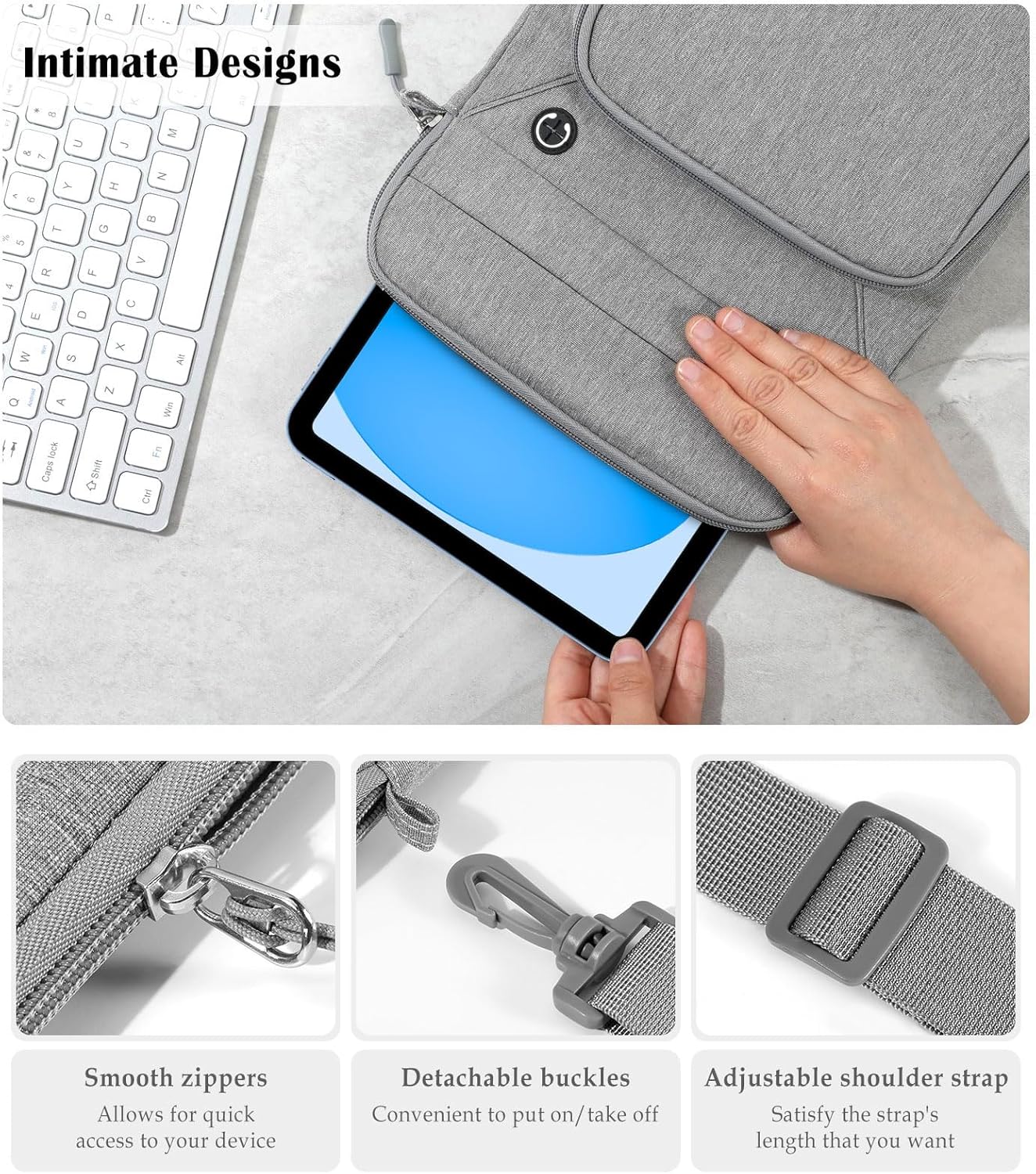 Dadanism 9-11 Inch Tablet Sleeve Bag with Shoulder Strap for iPad (A16) 11", iPad Air M4 Pro M5 11", i-Pad 10th Gen 10.9", i-Pad 9/8/7th Gen 10.2", Galaxy Tab A11+ Plus 11", reMarkable 2 10.3", Black
