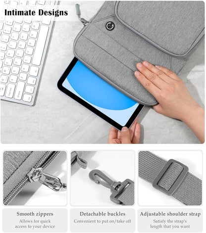 Dadanism 9-11 Inch Tablet Sleeve Bag with Shoulder Strap for iPad (A16) 11", iPad Air M4 Pro M5 11", i-Pad 10th Gen 10.9", i-Pad 9/8/7th Gen 10.2", Galaxy Tab A11+ Plus 11", reMarkable 2 10.3", Black