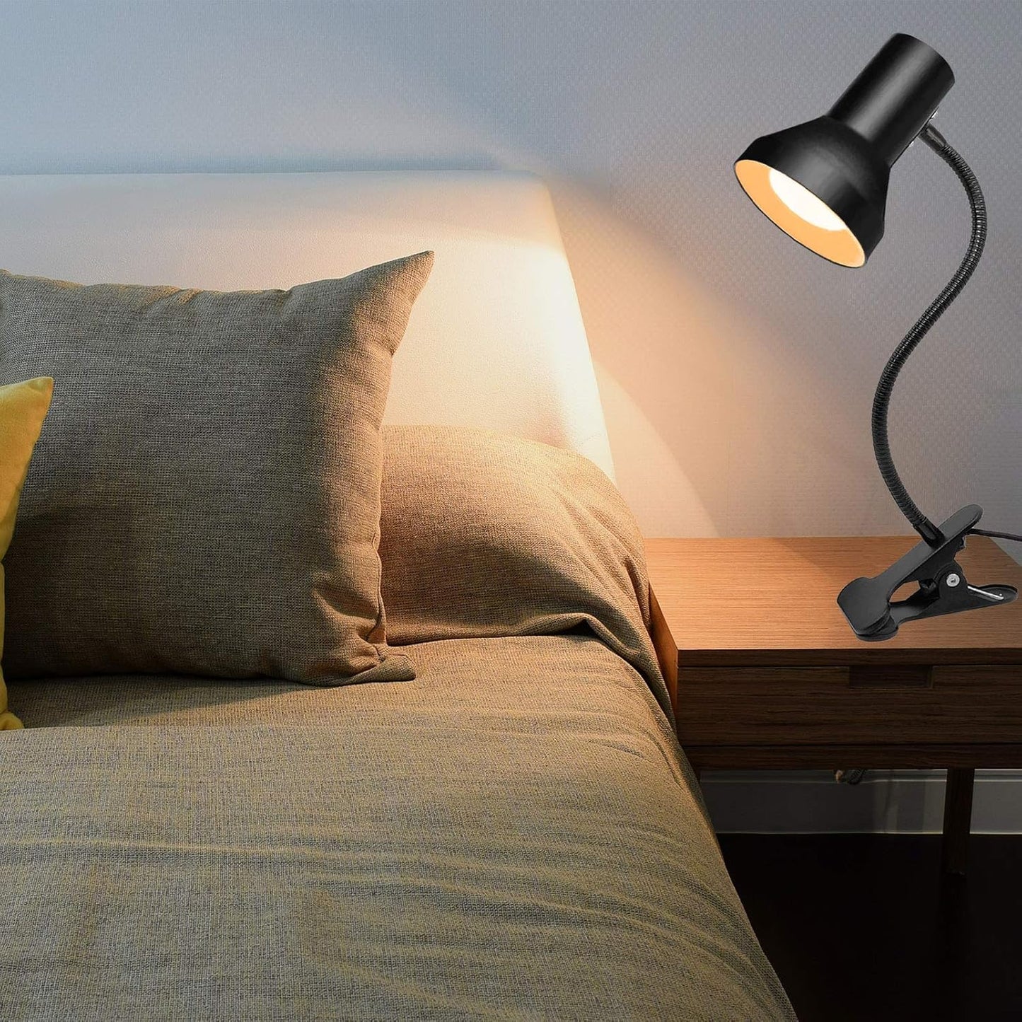 WimiSom Desk Lamp Eye-Caring Table Lamps, 360°Rotation Gooseneck Clip on Lamp, Portable Reading Book Light, Clamp Light Eye-Caring Study Desk Lamps for Bedroom and Office Home Lighting