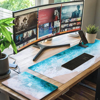 iCasso Desk Cover Mat, Office Mouse Pad, Desk Protector Mat, Extra Large Matt for Desktop,Anti-Slip XXL Big Mousepad with Stitched Edges for Computer Keyboard Retro Black - Colors B