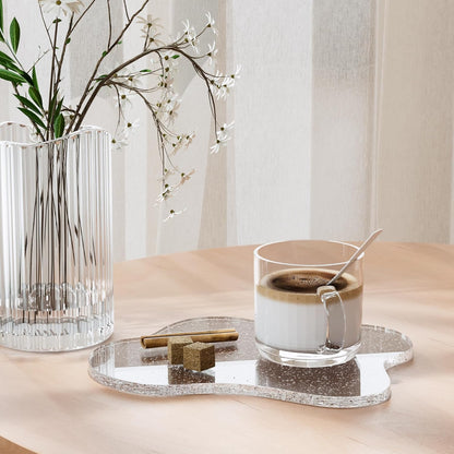 Acrylic Coaster Decorative Plates, Irregular Bar Drink Coaster, Clear Cloud Shape Coffee Cup Coaster, Perfect for Tabletop Protection and Accessories Display.(Gold)
