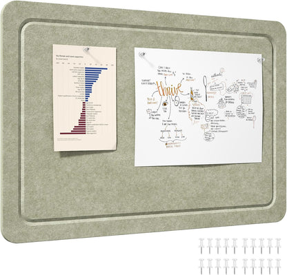 Lifewit Cork Board Alternative,22.4"x 14.8" Bulletin Board with Self-Adhesive,Foldable Decorative Felt Pin Board Vision Board Message Board with 20 Pushpins for Office Wall Decor, Room Decor, Oatmeal
