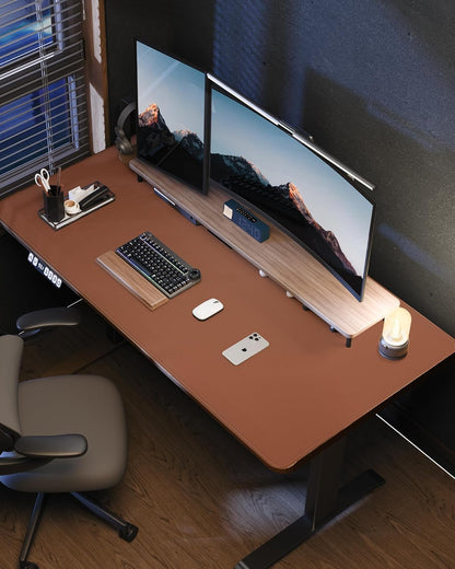 AFIING Desk Pad Protector 23.6" x 13.7" - Non-Slip Waterproof PU Leather Desk Mat for Mouse, Keyboard, Laptop, Office and Home Workspace (Beige)