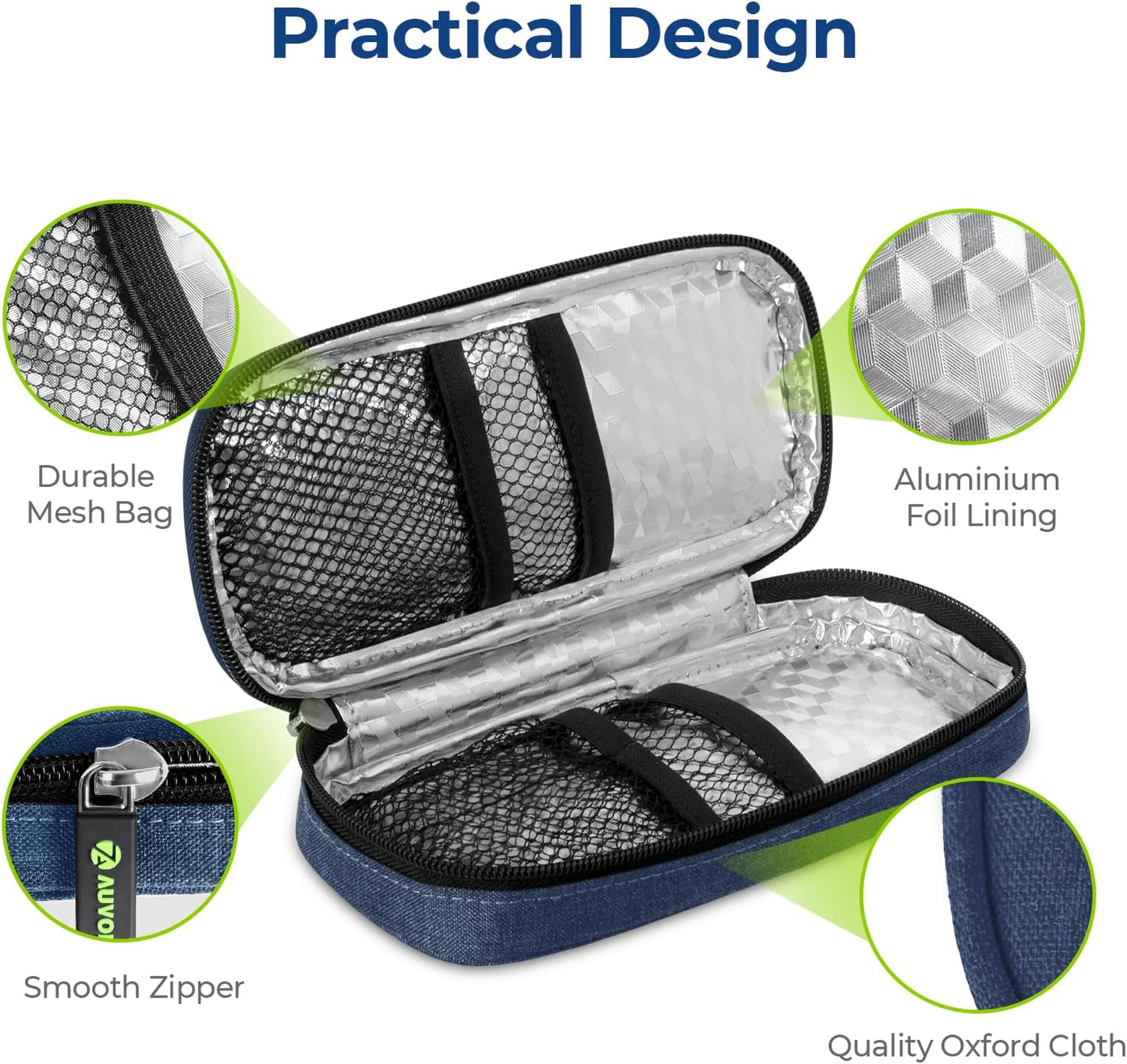 AUVON Insulin Cooler Travel Case with 2 x 90g TSA Approved Ice Packs, Diabetic Medication Insulated Cooling Bag for Insulin Pens and Diabetic Supplies Storage, Compact for Daily Life and Trips
