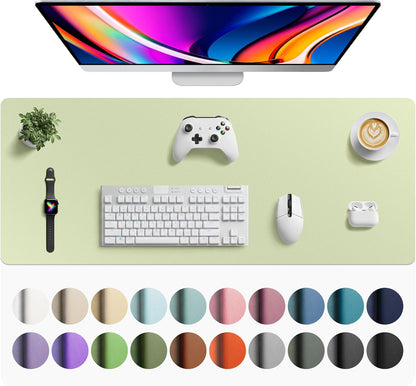 Aothia Leather Office Desk Pad Protector, Non-Slip PU Leather Desk Blotter, Waterproof Laptop Writing Mouse Pad for Office and Home, Black, 31.5" x 15.7" - Colors A