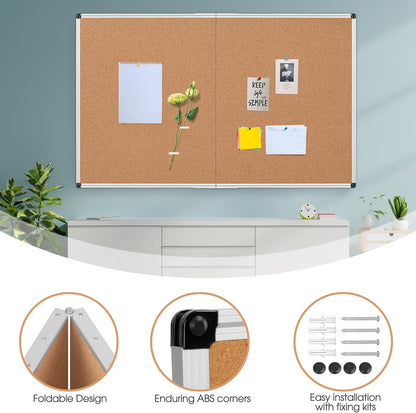 Bulletin Board 36 x 48, Silver Aluminium Framed 4x3 Large Wall Mounted Cork Office Notice Pin Board