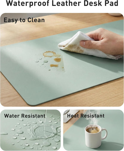 Aothia Non-Slip PU Leather Waterproof Laptop Desk Pad Protector, Blotter Mat, Writing and Mouse Pad for Office & Home, Beige, 23.6" x 13.7" - Colors A