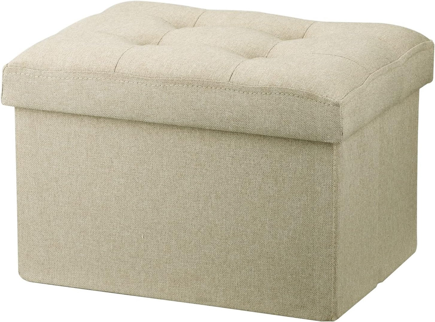 LINMAGCO Ottoman Storage Ottoman with Storage Small Foot Rest Stool Under Desk Stool Short Folding Footrest Linen Cloth Dark Gray 16X12X12IN