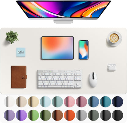 Aothia Non-Slip PU Leather Waterproof Laptop Desk Pad Protector, Blotter Mat, Writing and Mouse Pad for Office & Home, Beige, 23.6" x 13.7" - Colors A