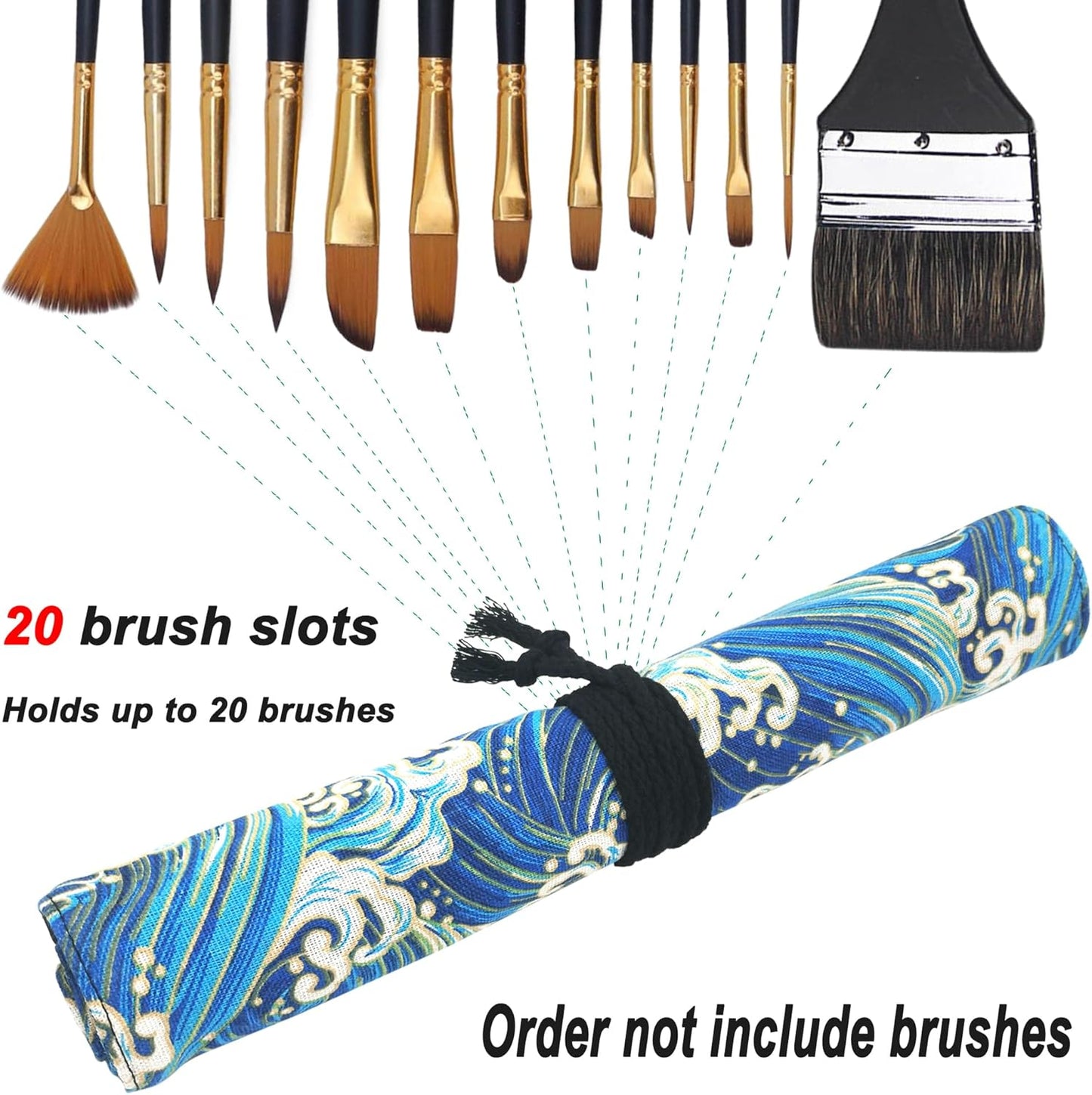 Funny live Paint Brush Holder Art Supplies, Artist Brush Holder & Art Supply Storage Organizer Roll-Up Case Bag, Protect Acrylic Oil Watercolor Paintbrushes (Peony-20 Slot Pockets)