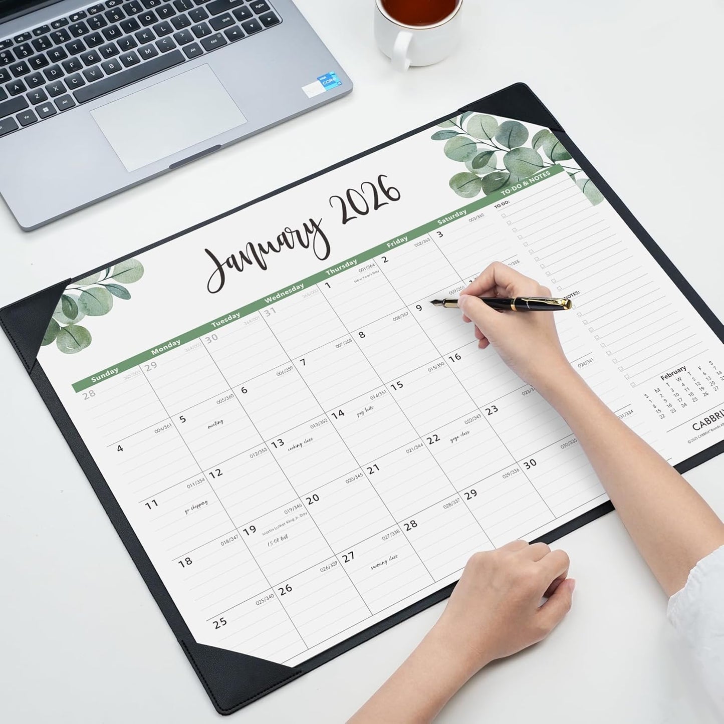 Large Desk Calendar 2026 with Desktop Mat, Cabbrix Desk Pad Calendar 22 x 17 Inch Covering January 2026 to June 2027, Desk Blotter Calendar 2026 for Home School and Office