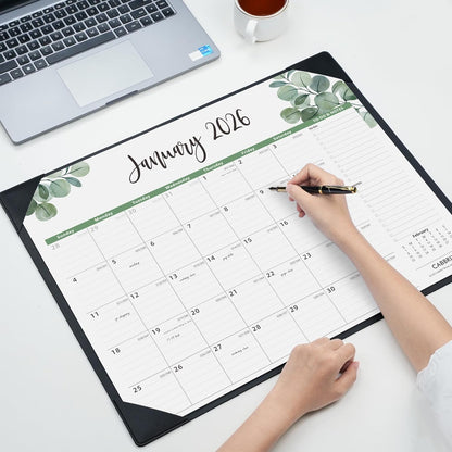 Large Desk Calendar 2026 with Desktop Mat, Cabbrix Desk Pad Calendar 22 x 17 Inch Covering January 2026 to June 2027, Desk Blotter Calendar 2026 for Home School and Office
