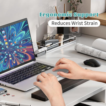 Wooden Wrist Rest, 11.8-inch Length and 22mm Thickness for Small Keyboard, Bamboo Wood Palm Rest, Ergonomic Design for Mechanical Gaming Keyboard