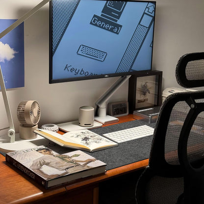 Felt Desk Mat 35.4 x 15.7 Inch, Large Desk Pad Protector for Keyboard and Mouse, Non-Slip Desk Blotter for Office & Home, Charcoal Gray Felt Mouse Pad