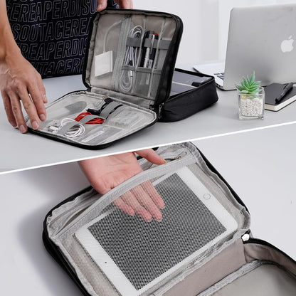OrgaWise Electronics Organizer, Electronic Accessories Bag Travel Cable Organizer Three-Layer for iPad Mini, Kindle, Hard Drives, Cables, Chargers