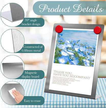 Fainne 1 Pc Magnetic Bulletin Board with Easel Stand Mini Magnet Metal Tabletop Memo Display Board for Back to School Menu Table Office Supplies (Black,11 x 8.5 Inches)