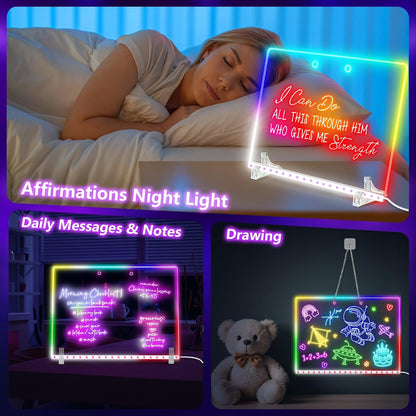 16" LED Drawing Board for Kids - Light Up LED Note Board with Colors & 18 Tracing Stencils, Birthday Gifts for Girls Ages 5-12, Glow Doodle Pad Art Set, 39PCS