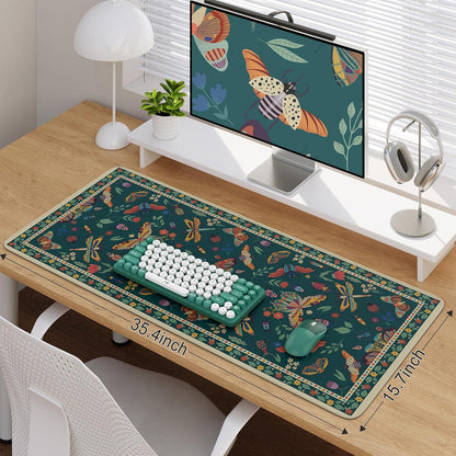 iCasso Desk Cover Mat, Office Mouse Pad, Desk Protector Mat, Extra Large Matt for Desktop,Anti-Slip XXL Big Mousepad with Stitched Edges for Computer Keyboard Retro Black - Colors B