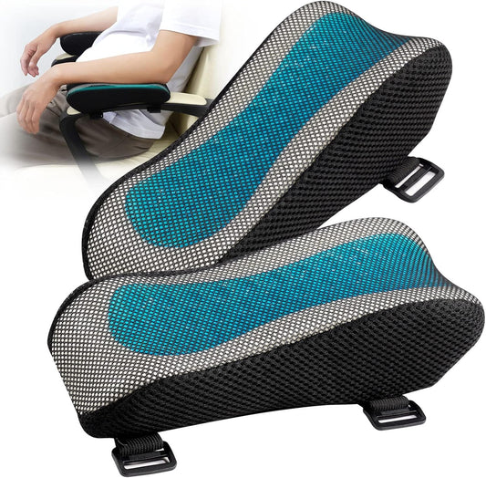 Office Chair Armrest Pads, Cooling Gel Computer Chair Arm Pads, Memory Foam Ergonomic Armrest Cushion for Gaming (2 Pack)