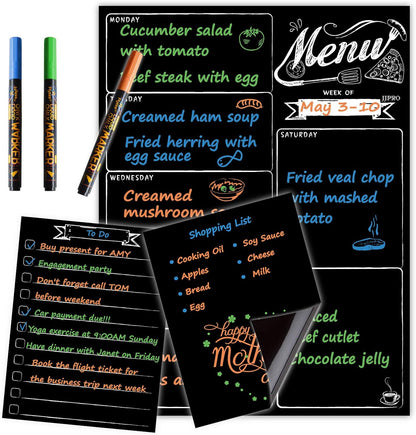 JJPRO Magnetic Dry Erase Meal Planning Whiteboard for Refrigerator-Magnetic Weekly Planner for Fridge-One Bonus Notepad whiteboard-Refrigerator Organizer with Weekly Planning Boards
