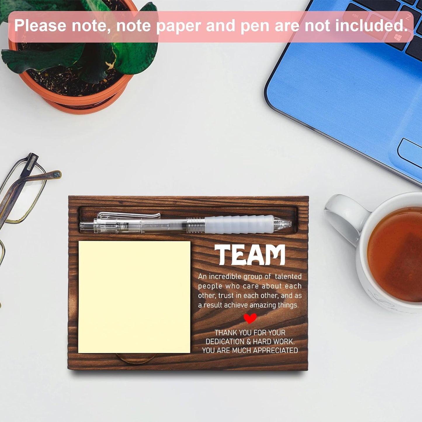 Inspirational Motivational Gifts, Encourage Gifts, Recovery Gifts, Little Reminders Sticky Note Holder, Post-it Note Dispenser for Desk, Wooden Post-it Note & Pen Holder 6.5" x 4.7" - FTA121