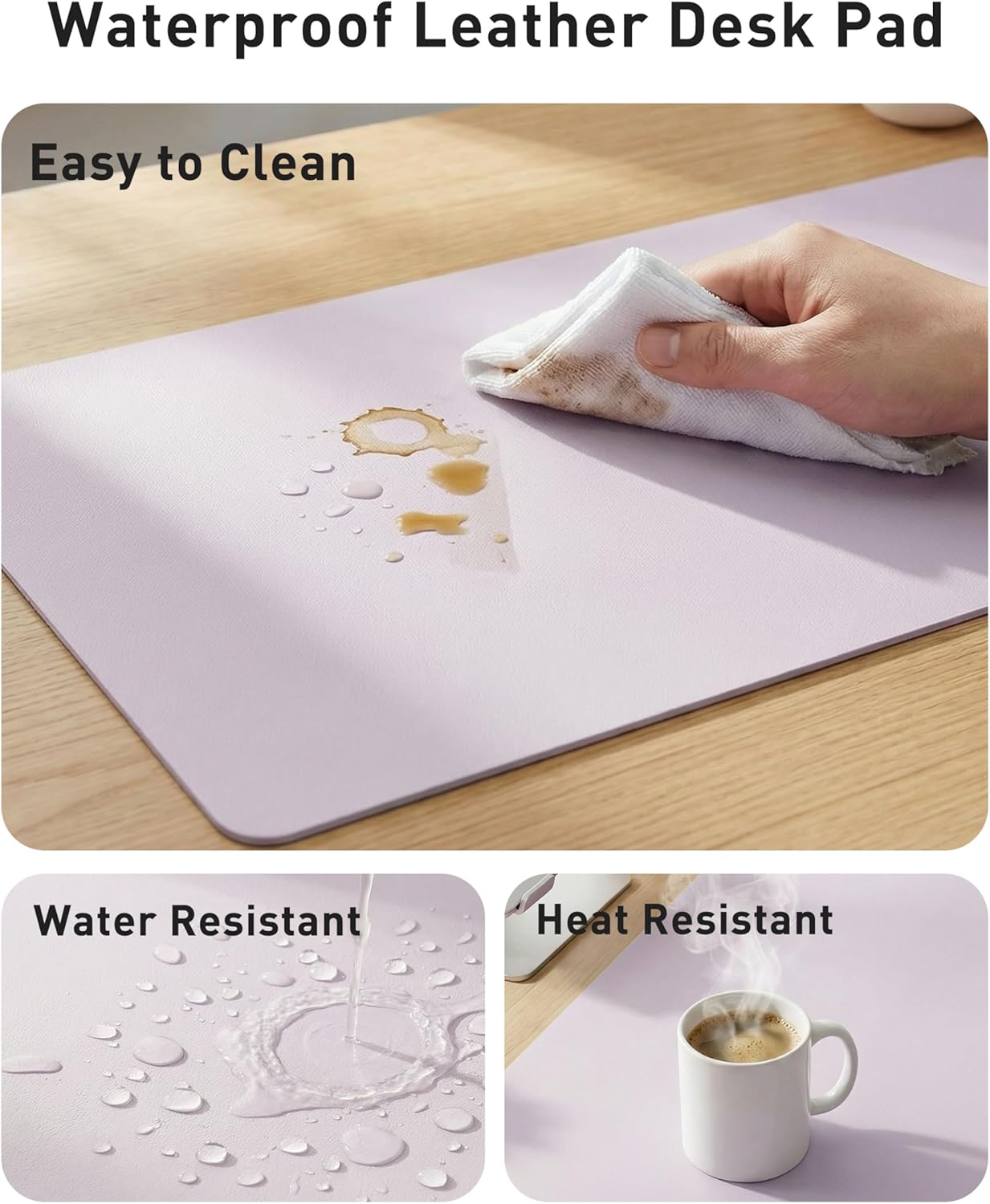 Aothia Leather Desk Pad Protector, Mouse Pad, Office Desk Mat, Non-Slip PU Leather Desk Blotter, Laptop Desk Pad, Waterproof Desk Writing Pad for Office and Home(Dark Blue,31.5" x 15.7") - Colors A