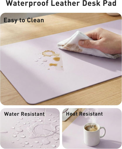 Aothia Leather Desk Pad Protector, Mouse Pad, Office Desk Mat, Non-Slip PU Leather Desk Blotter, Laptop Desk Pad, Waterproof Desk Writing Pad for Office and Home(Dark Blue,31.5" x 15.7") - Colors A