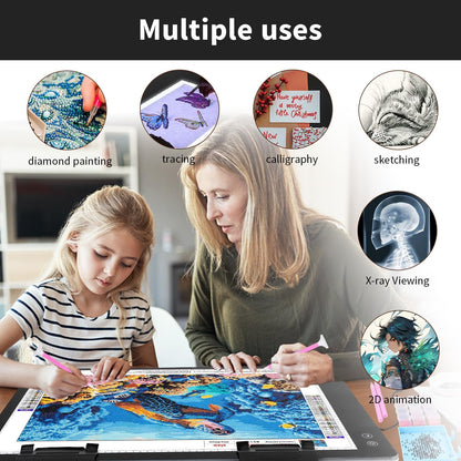 Rechargeable A4 Light Box with Padded Case,led Light pad with Built-in Stand & Clip,6 Levels of Brightness lightbox for tracing,Diamond Painting.Light Table for Artists,Drawing,Sketching,Animation