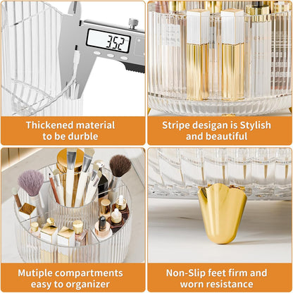 fanado 360° Rotate Makeup Brush Holder Organizer, Makeup Organizers Countertop, Makeup organization and Skincare Storage for Vanity, Desktop, Bathroom (White)
