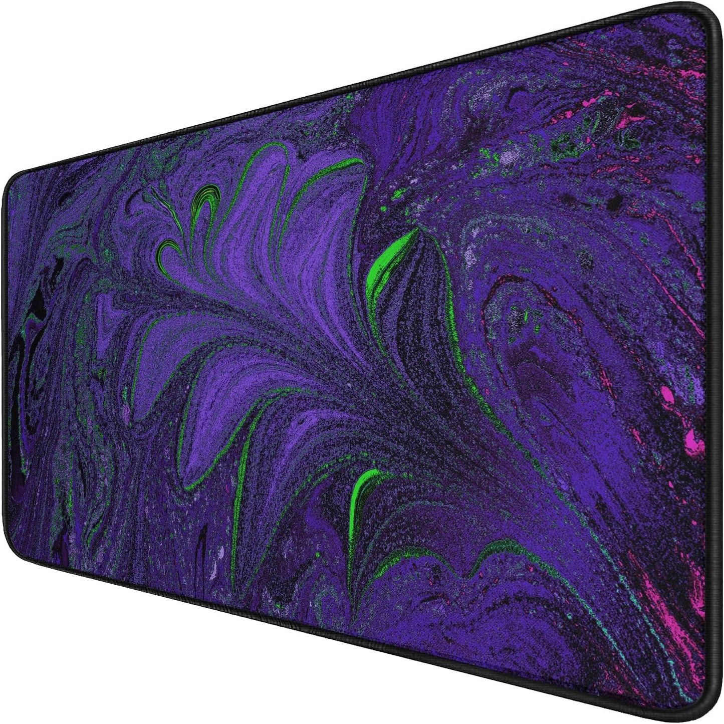 Large Extended Gaming Mouse Pad with Stitched Edges, (31.5X15.7In) Durable Non-Slip Natural Rubber Base, Waterproof Computer Keyboard Pad Mat for Esports Pros/Gamer/Desktop/Office/Home-Black