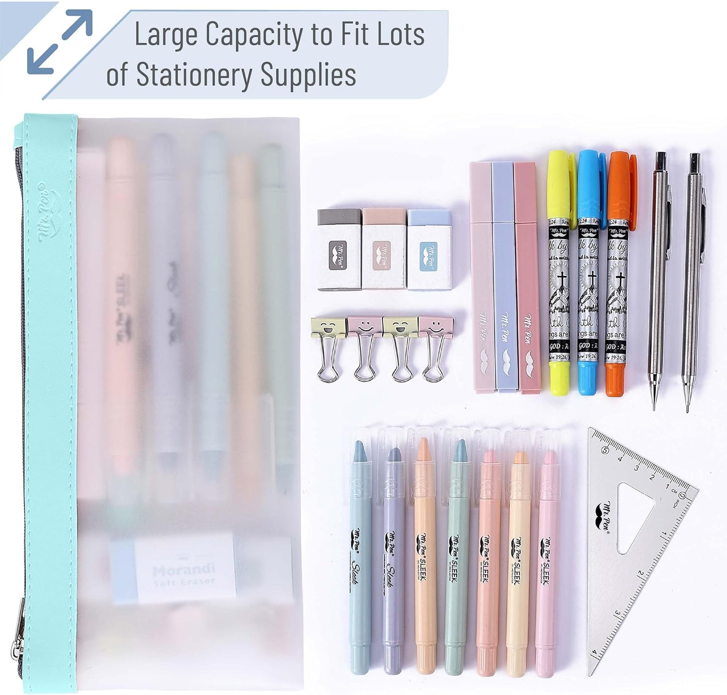 Mr. Pen- Clear Pencil Pouch, 8.50"x4.25", 3 Pack, Durable TPU Material, Medium Water-Resistant Pencil Bags with Smooth Zipper, Multipurpose Clear Pouch for Stationery, School, Office, Travel Supplies