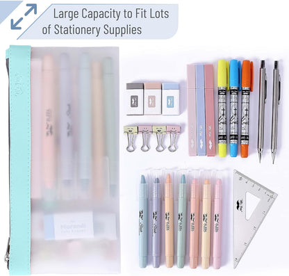 Mr. Pen- Clear Pencil Pouch, 8.50"x4.25", 3 Pack, Durable TPU Material, Medium Water-Resistant Pencil Bags with Smooth Zipper, Multipurpose Clear Pouch for Stationery, School, Office, Travel Supplies