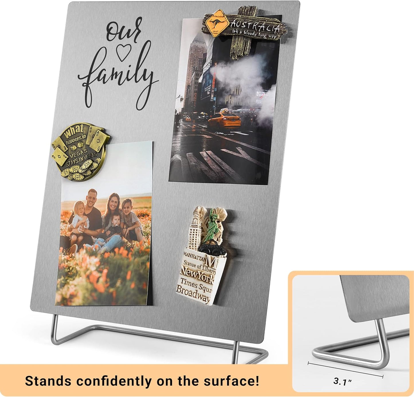 Large Magnetic Bulletin Board – Dry Erase Memo Board with Stand – Metal Easel for Magnet Display – 12x10 Inches + 4 Magnets