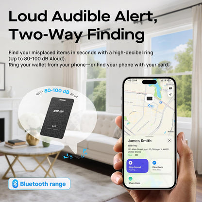 2026 Mobile Pixels Wallet Tracker Card, Works with (iOS and Android), Ultra Slim Rechargeable Bluetooth Tracker, Tracker Key Finder, Portable Item Locator for Wallet, Bags, Luggage (1- Pack)