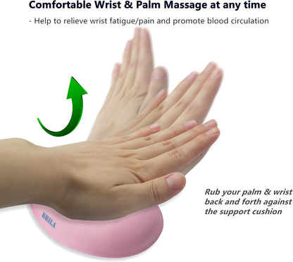 BRILA Memory Foam Mouse & Keyboard Wrist Rest Support Pad Cushion Set for Computer, Laptop, Office Work, PC Gaming - Massage Holes Design - Easy Typing Wrist Pain Relief (Nebula)