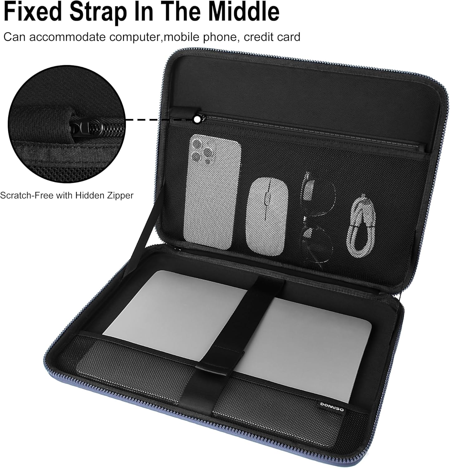 DOMISO 15.6-16 Inch Laptop Hard Case, Waterproof Shockproof Hard Shell Laptop Sleeve Protective Carrying Case with Retractable Handle for Macbook Pro/Lenovo IdeaPad Legion/HP ENVY/Dell XPS,Black