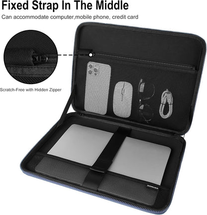 DOMISO 15.6-16 Inch Laptop Hard Case, Waterproof Shockproof Hard Shell Laptop Sleeve Protective Carrying Case with Retractable Handle for Macbook Pro/Lenovo IdeaPad Legion/HP ENVY/Dell XPS,Black