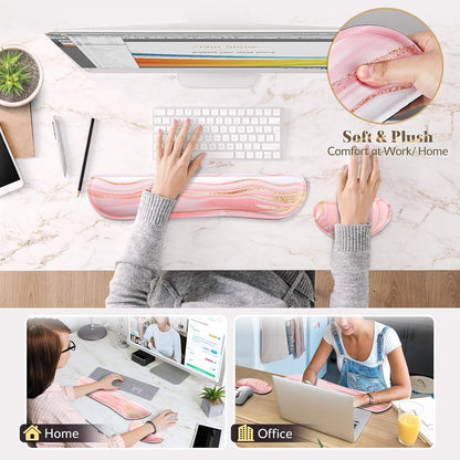 Gimars Upgrade Enlarge Silky and Superfine Fabric Gel Memory Foam Keyboard Wrist Rest Set, Ergonomic Keyboard Mouse Wrist Support for Typing Pain Relief, Comfort for Office, Gaming, Computer, Black