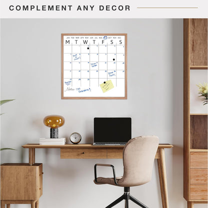 MCS Dry Erase Weekly Planner 11x24 Walnut Framed Calander Whiteboard for Wall, Plan Your Week with Family Weekly Planner for Dinners, Sports, Events & More