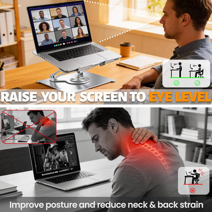 Urmust Aluminum Laptop Stand, Portable Laptop Riser, Adjustable Laptop Stand for Desk Foldable, Ergonomic Computer Notebook Holder for MacBook Air Pro HP, Office Desk Accessories (10-15.6'')- Black