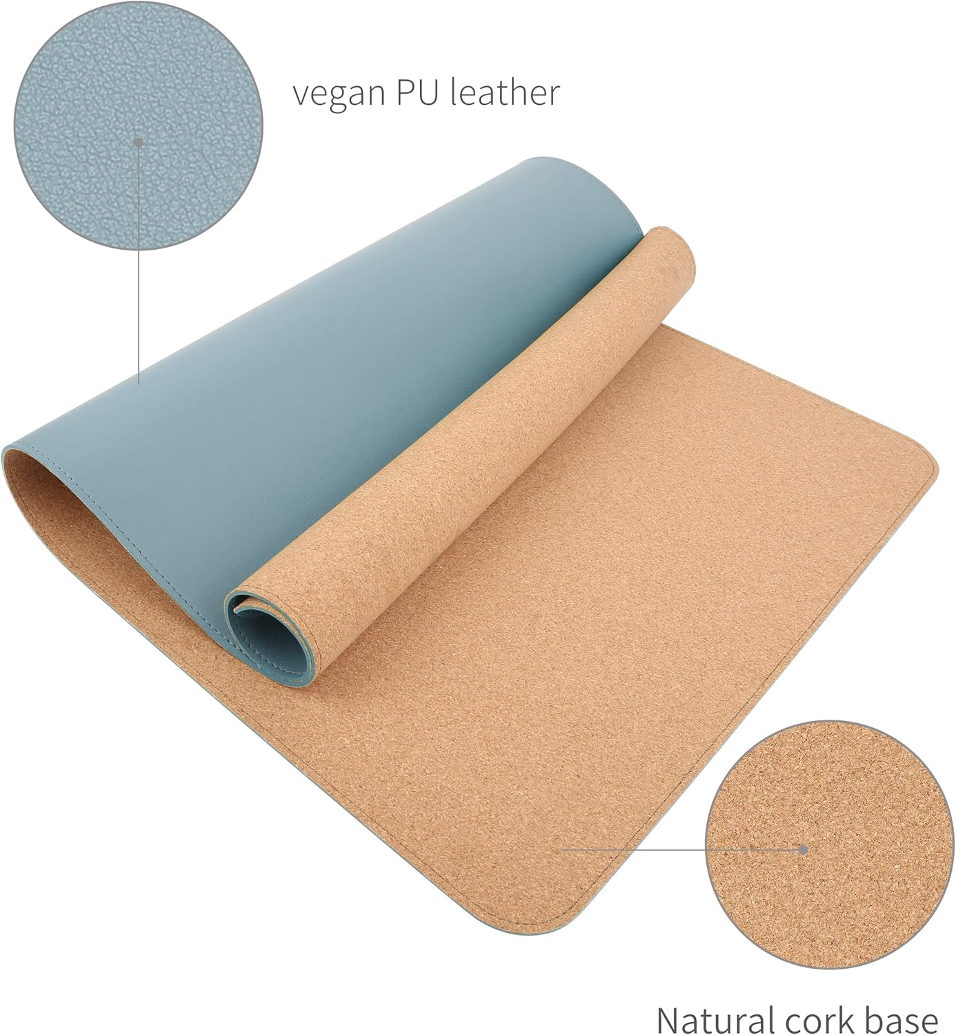 RENMTURE Dual-Sided Mouse Pad, Natural Cork & PU Leather Large Desk Pad for Office and Home Work, Desk Protector Non-Slip, Waterproof, Easy Clean (Olive Green, 32"x16")