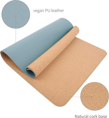 RENMTURE Dual-Sided Mouse Pad, Natural Cork & PU Leather Large Desk Pad for Office and Home Work, Desk Protector Non-Slip, Waterproof, Easy Clean (Olive Green, 32"x16")
