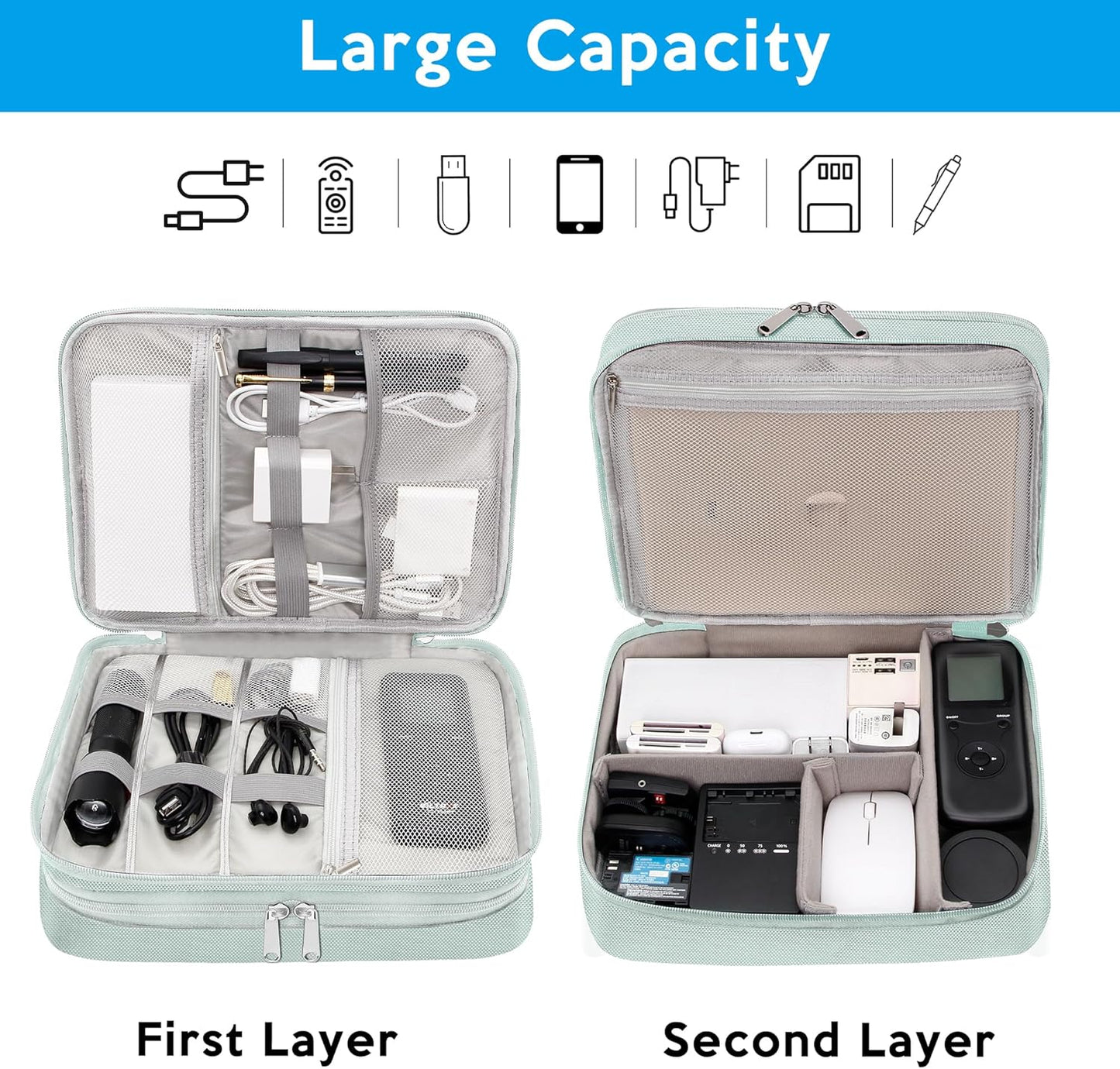 CILLA Electronics Organizer Travel, Travel Cord Organizer Case, Compact Electronics Accessories Bag for Cable, Cord, Charger, Phone