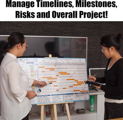 Gantt Chart Project Whiteboard Kit | 668 Magnetic Pieces and Easel | Visual Timeline, Risks & Critical Path Planning | Ultimate Project Management Board for Teams
