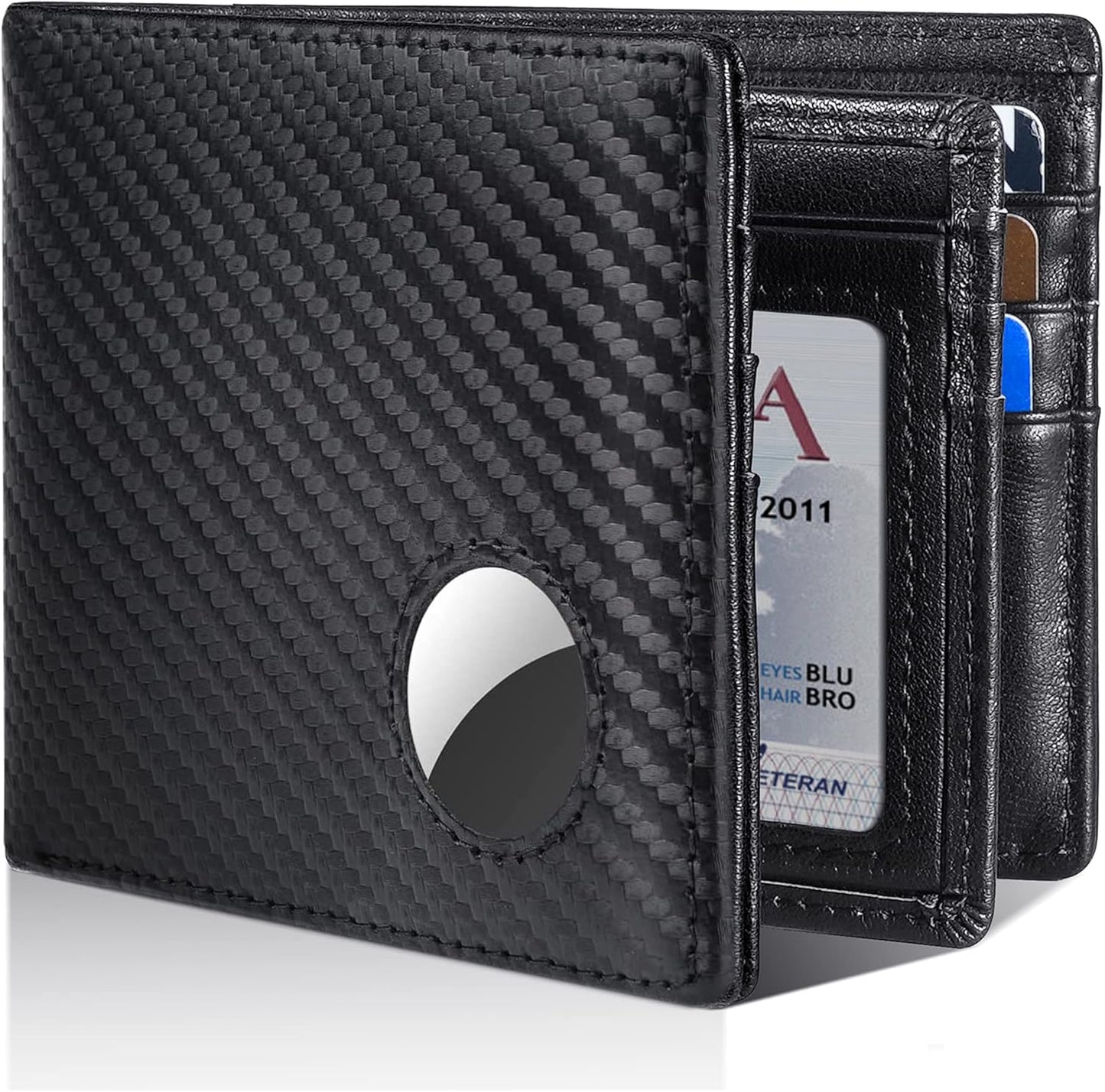 Mens Wallet With AirTag Holder, Bifold Leather RFID Blocking 1-2 ID Windows 12-13 Card Holders, Gift Box and Screen Protector Included, AirTag Not Included