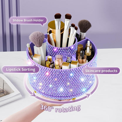 fanado 360° Rotate Makeup Brush Holder Organizer, Makeup Organizers Countertop, Makeup organization and Skincare Storage for Vanity, Desktop, Bathroom (White)