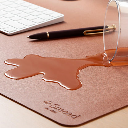Smead Desk Pad, Vegan Leather Desk Mat with Non-Slip Faux Suede Backing, Perfect Desk Organizer for Office Decor, 31.5” x 15.7” Medium, Sandstone (64831)