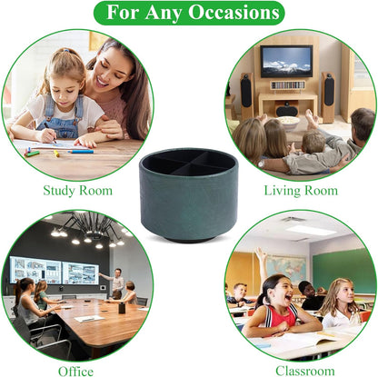 Round Leather Art Supply Organizer,Remote Control Holder,360 Degree Rotating,Multi-Functional Pencil Holder,4 Compartments Desktop Stationary Organizer(1-Fractal Flower) | Round - Colors B