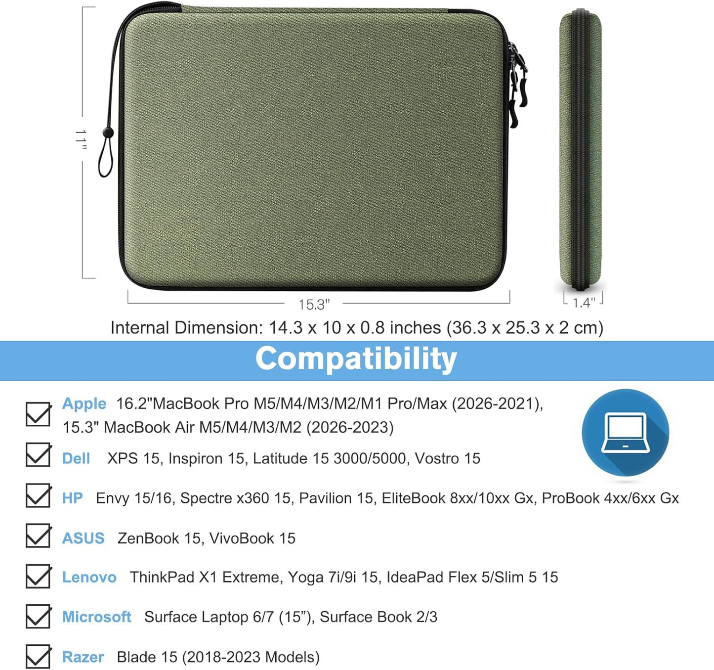 FINPAC Hard Laptop Sleeve Case for MacBook Neo A18 Pro,13 inch MacBook Air 2026 M5/M4/M3/M2/M1,14 inch MacBook Pro 2026 M5/M4/M3/M2 Pro/Max,Waterproof Case for Dell,Surface Laptop,HP,Acer,Black | Hard